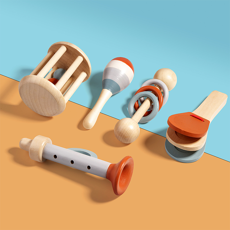 Natural Wooden Rattle Toy Set  - Musical Instrument Harmonium recension och pris