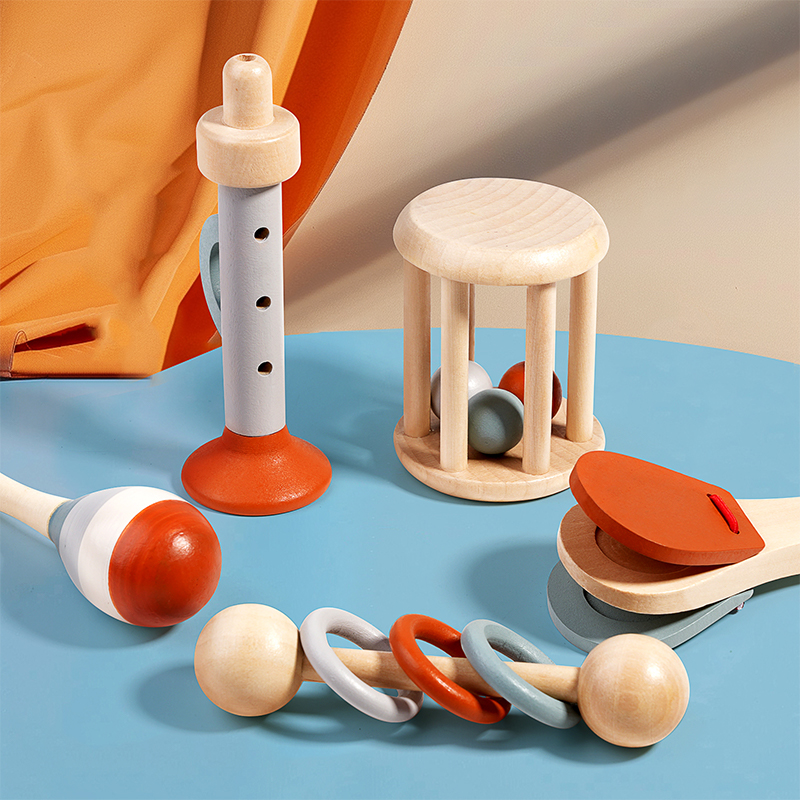 Natural Wooden Rattle Toy Set  - Musical Instrument Harmonium recension och pris