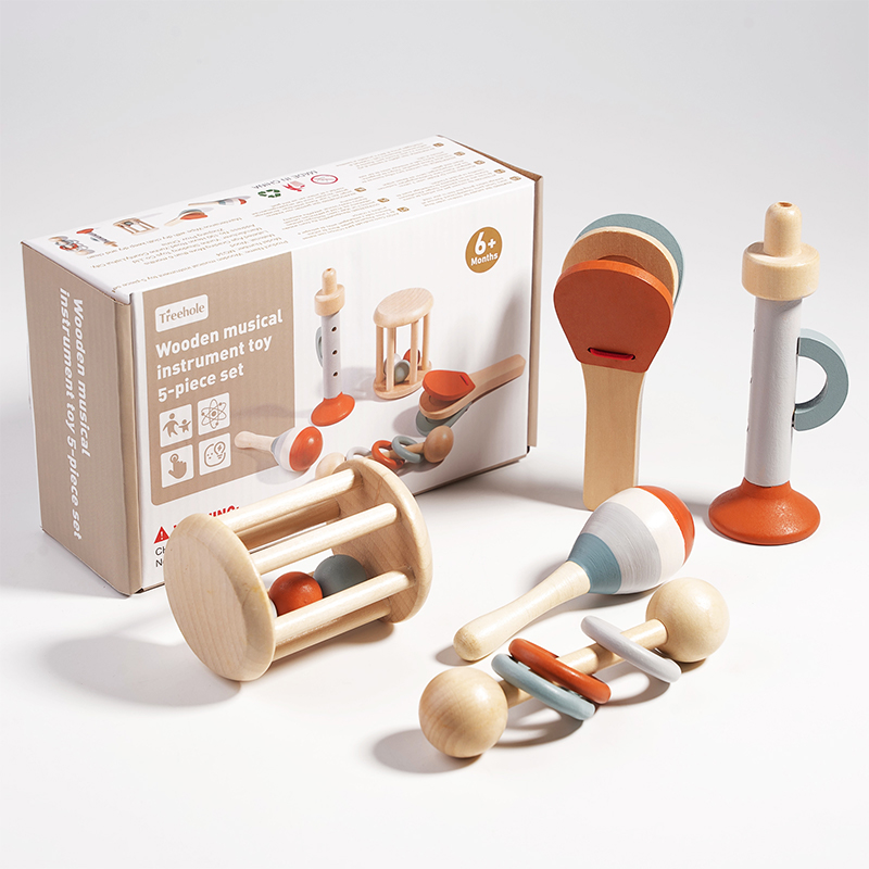 Natural Wooden Rattle Toy Set  - Musical Instrument Harmonium recension och pris