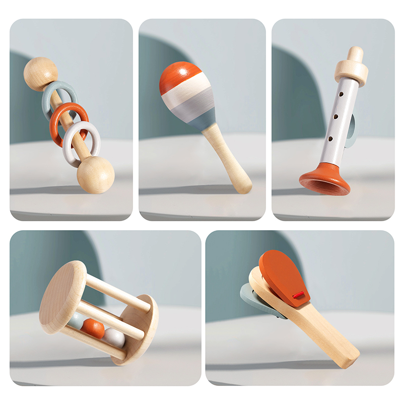 Natural Wooden Rattle Toy Set  - Musical Instrument Harmonium recension och pris