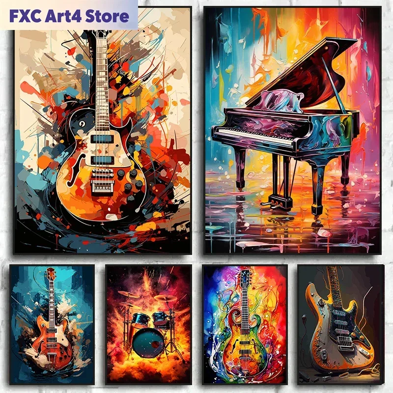 Frameless Abstract Colorful Ar - Picture Of Musical Instrument recension och pris