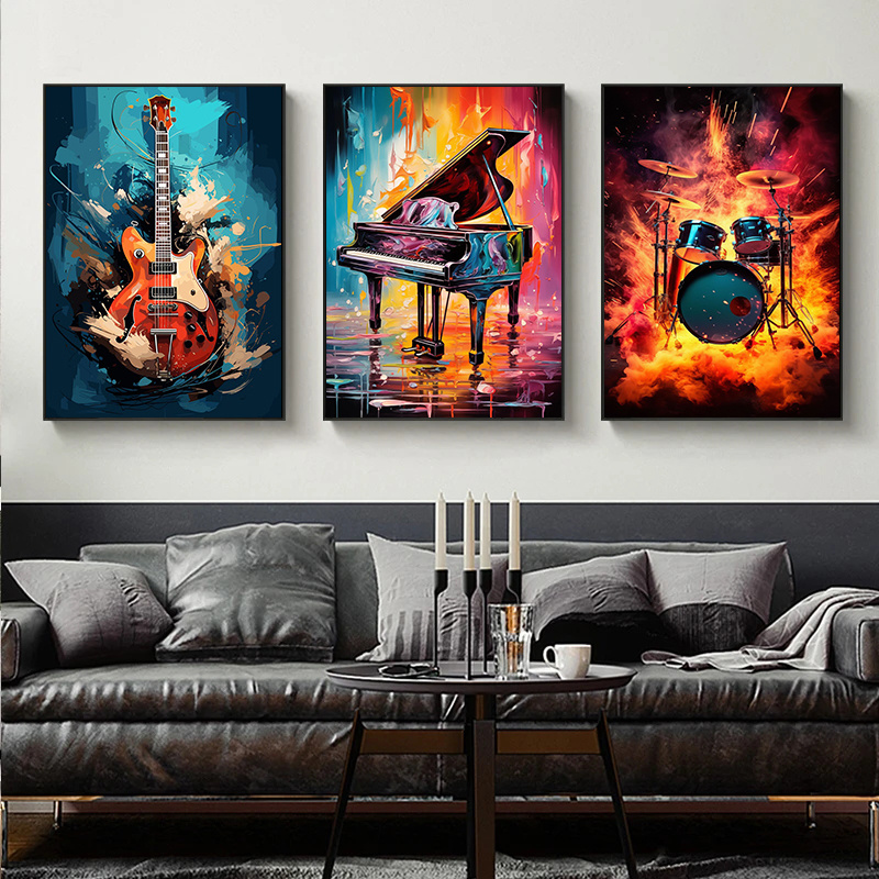 Frameless Abstract Colorful Ar - Picture Of Musical Instrument recension och pris
